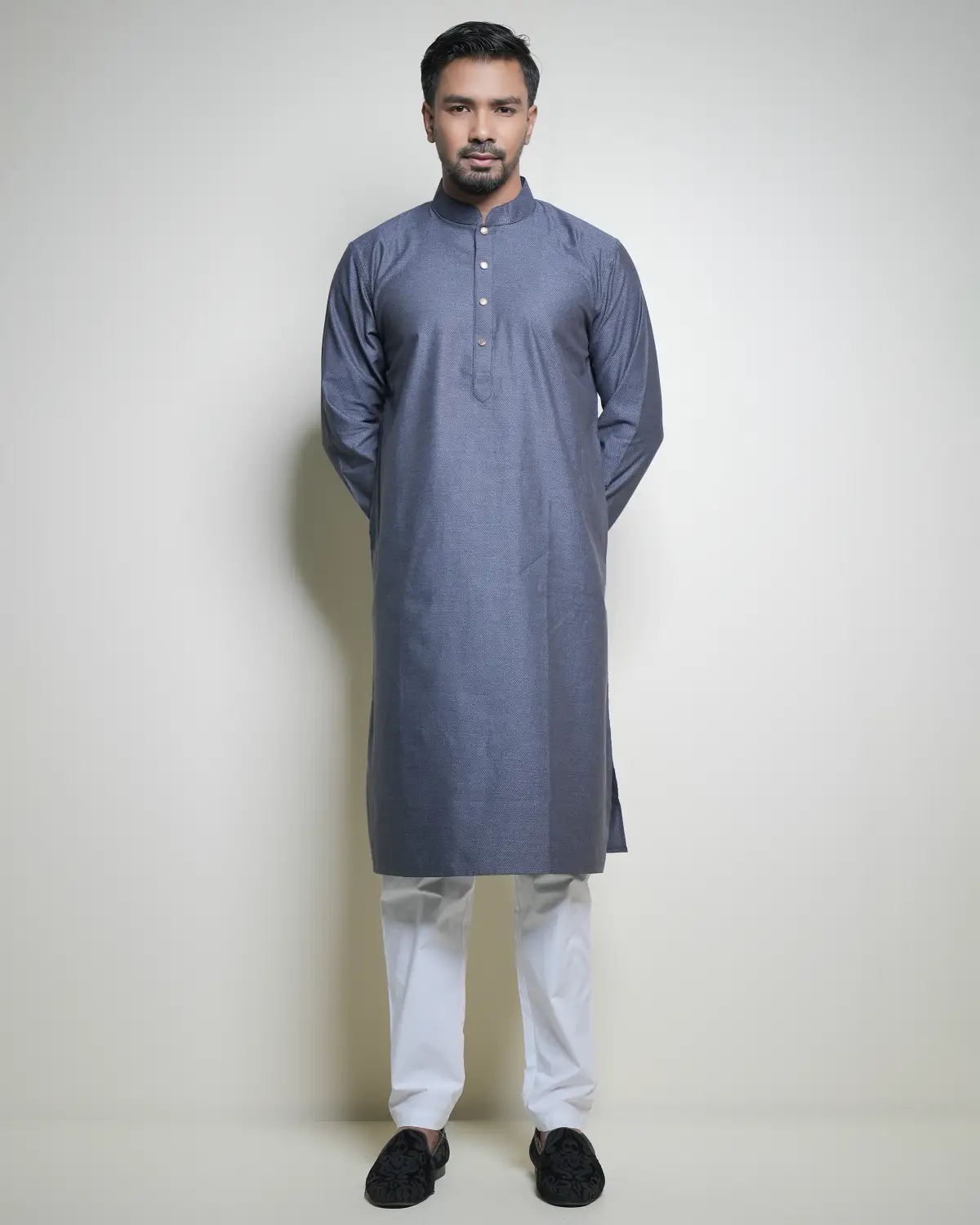 Men's Gray Silver Panjabi