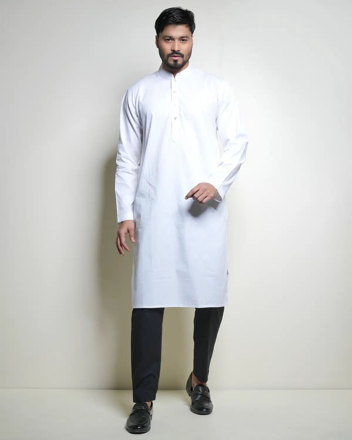 Men's Stripe White Panjabi