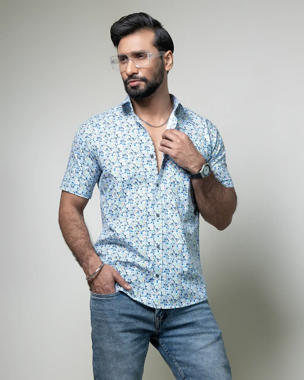 Multi Floral Half Shirt