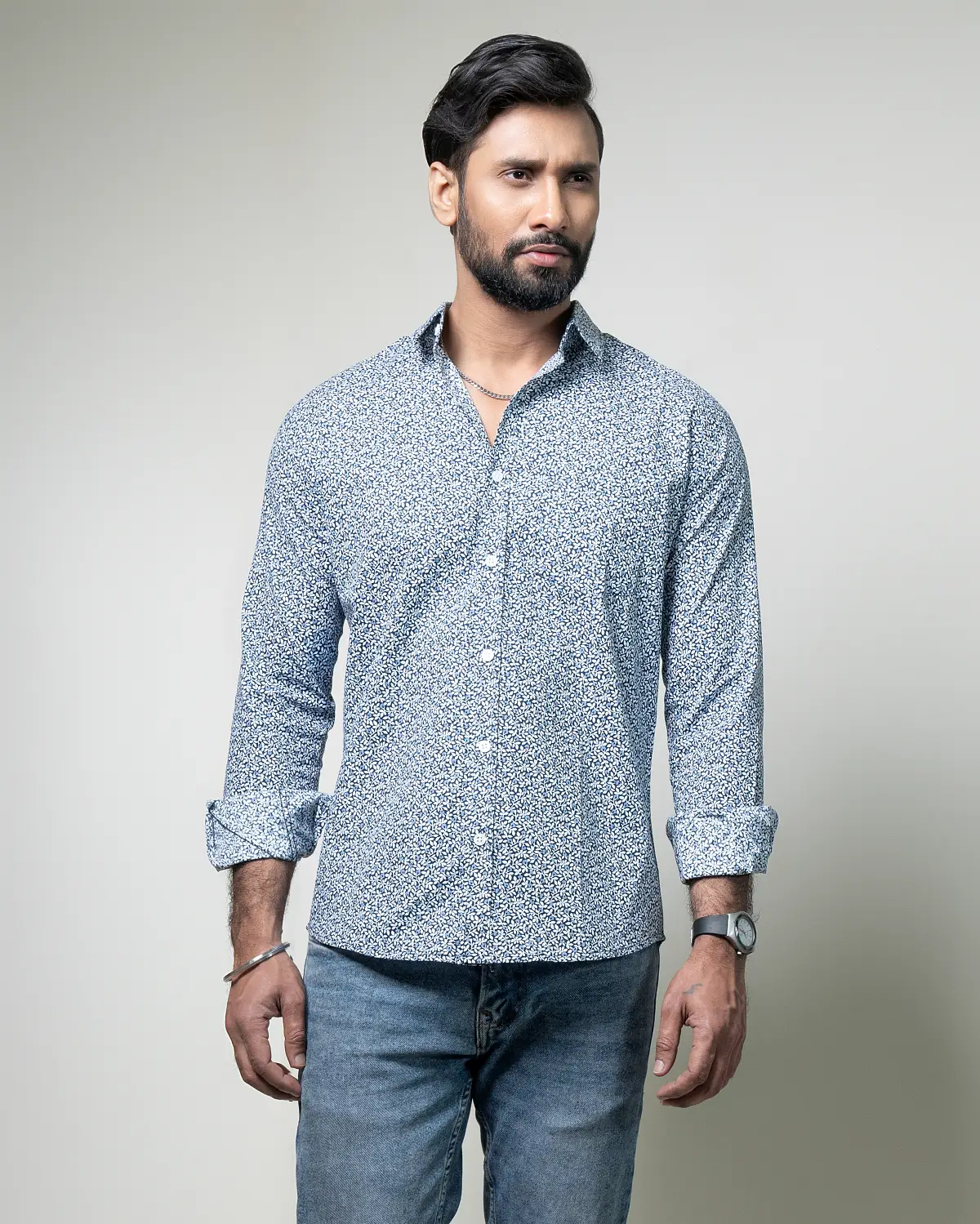 Multi Leaf Print Casual Shirt
