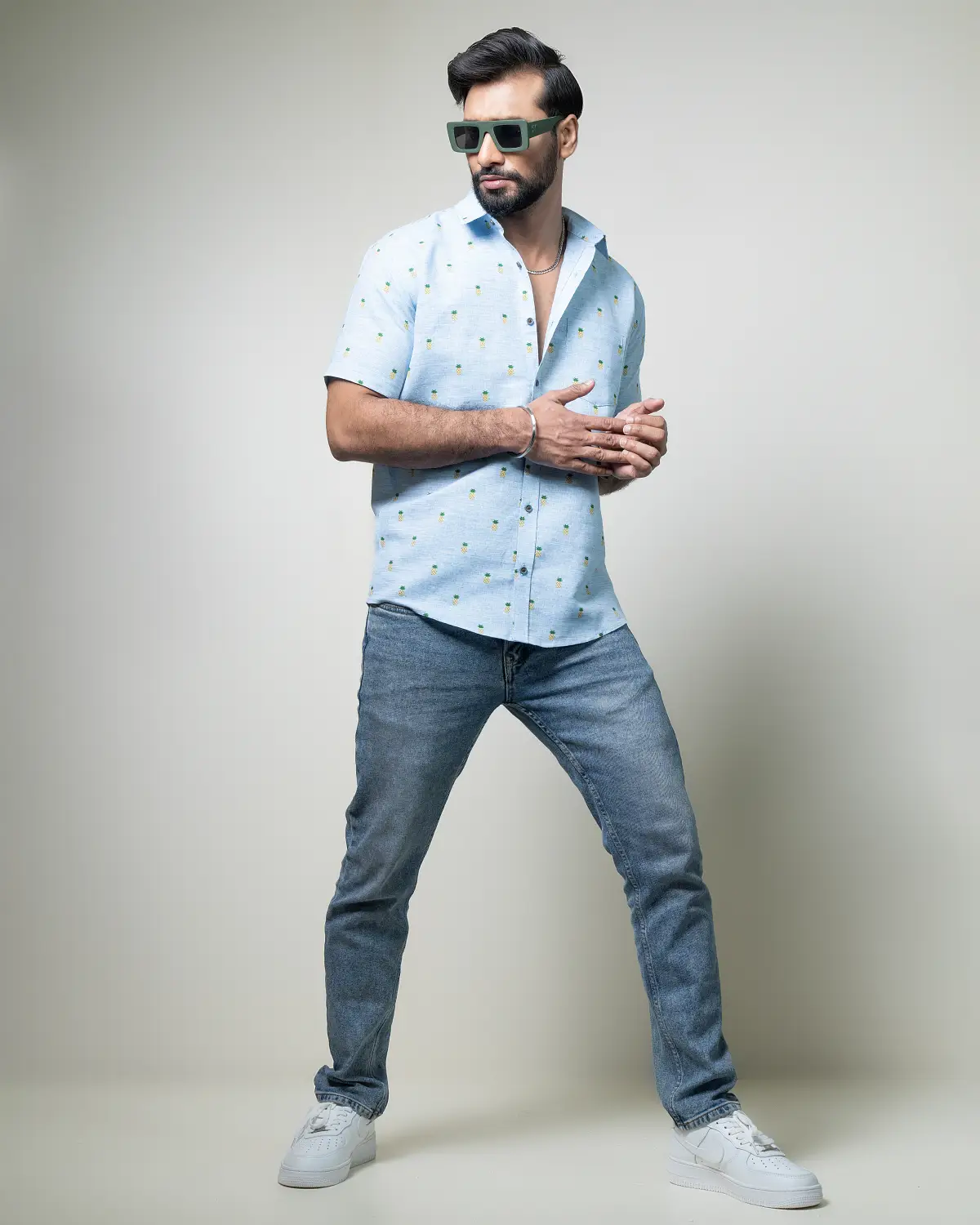 Pineapple Print Half Shirt