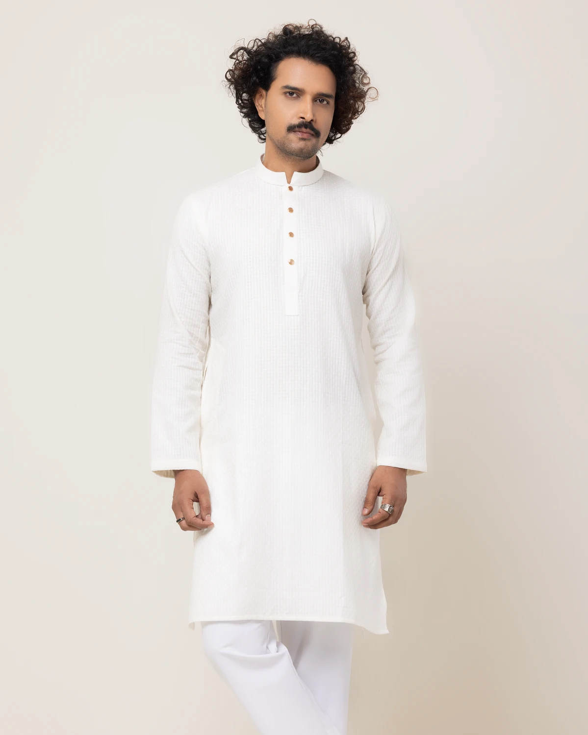 Off White Dobby Fence Panjabi