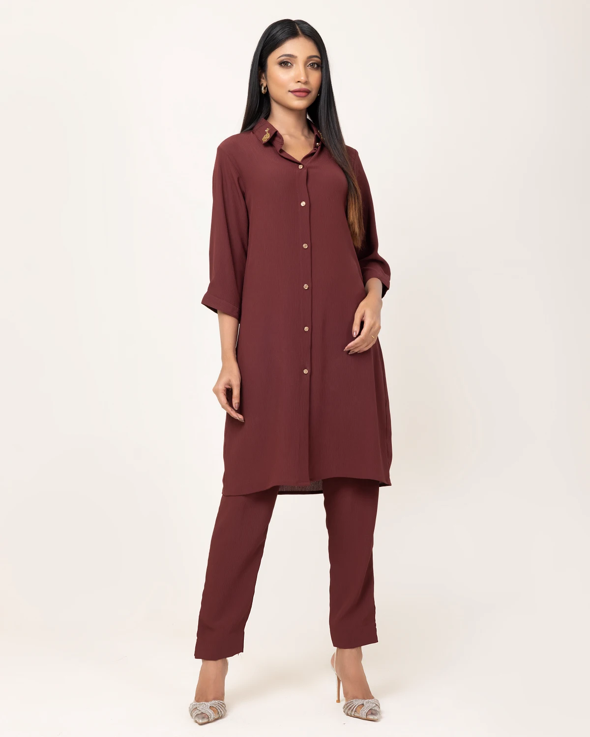 Ladies Sanguine Brown Karchupi Two Piece