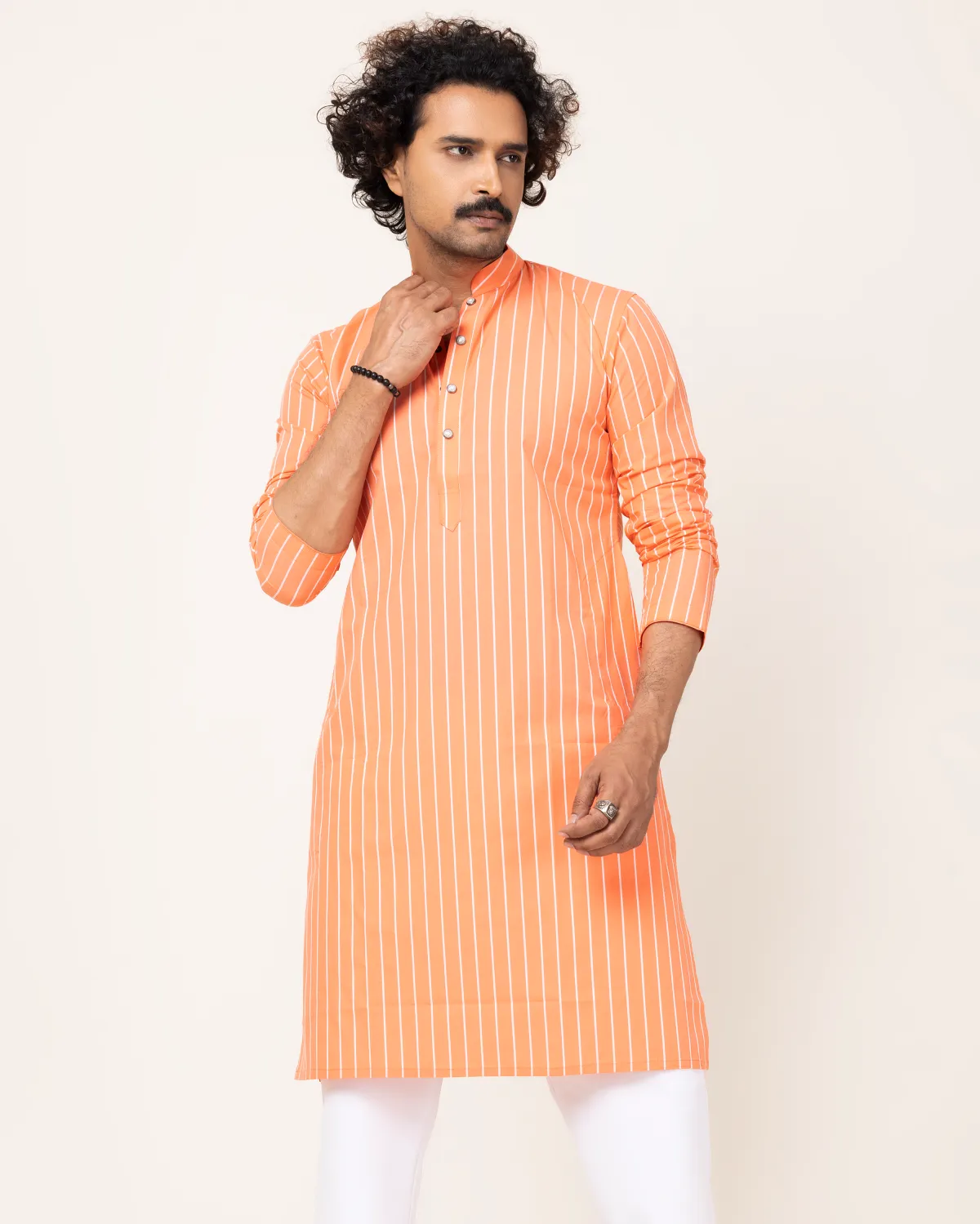 Sweet Orange Stripe Panjabi