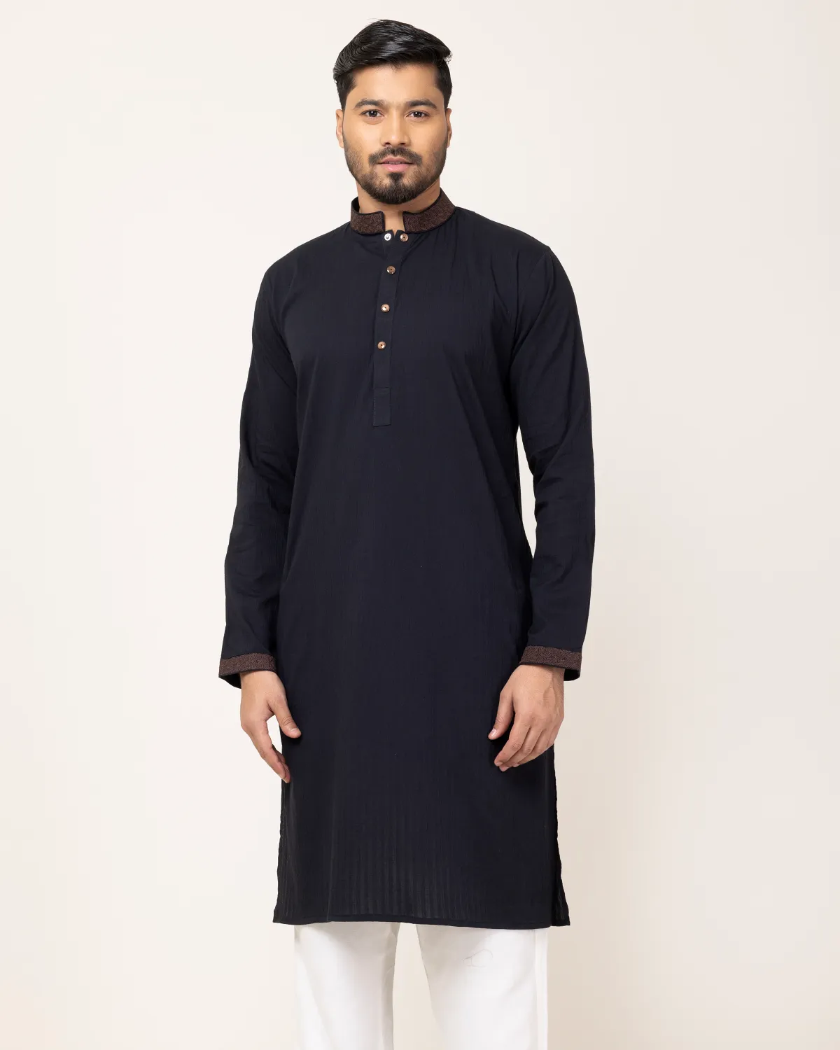 Coffee Embroidery Black Panjabi