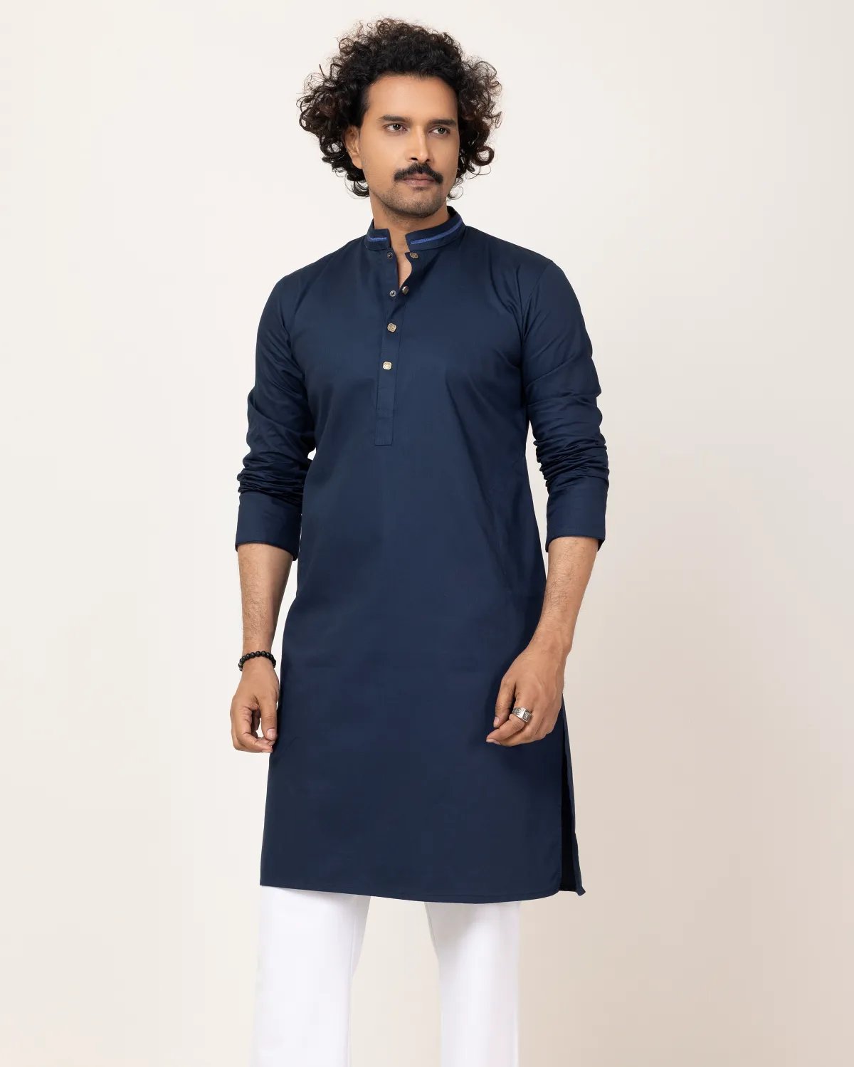 Dark Navy Contrast Embroidery Panjabi